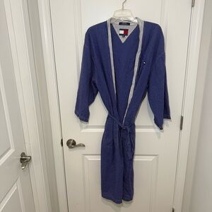 Tommy Hilfiger Men’s Robe w/ Belt Blue White Plaid OS